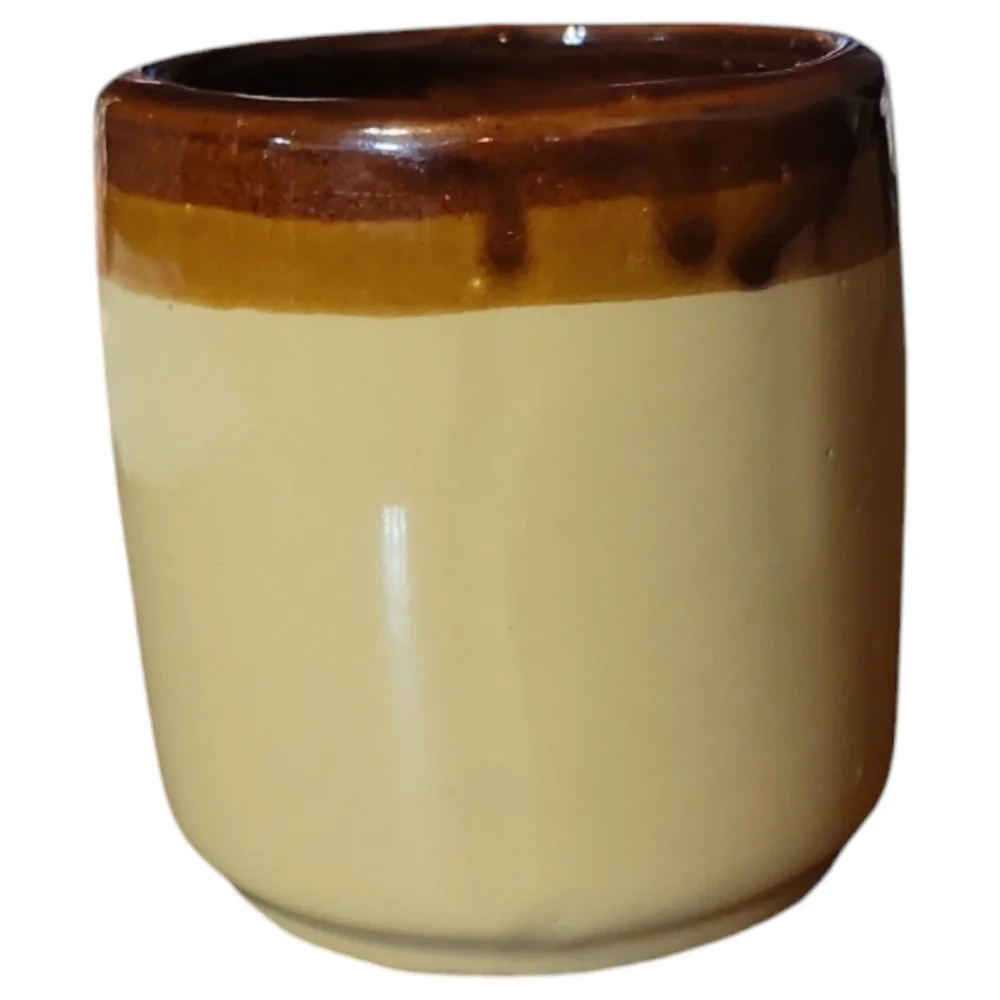 1 Vtg 70's Dip Glazed Interpur Earth Tones Tricolor Coffee Tea Cup Mug Taiwan